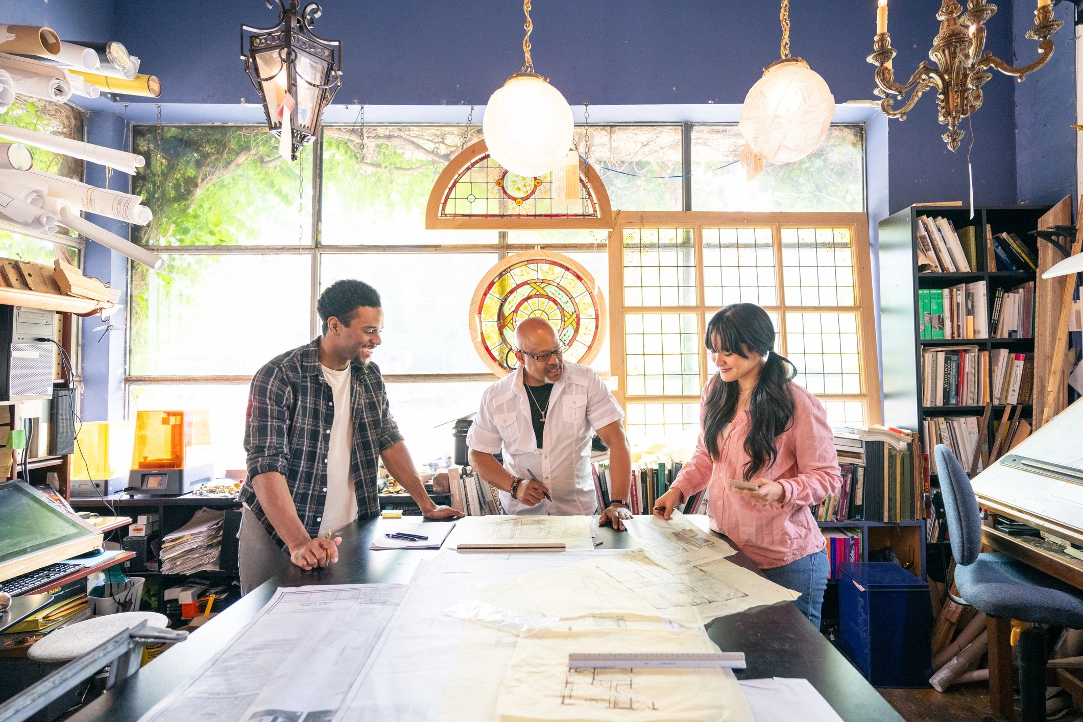 Construction team collaborating on a home renovation project